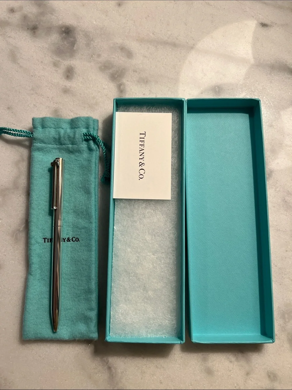 NEW Tiffany & Co. Sterling Silver T-Clip Ballpoint Pen with Case & Box